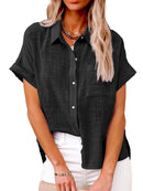 Button Down Short Sleeve Shirt Black