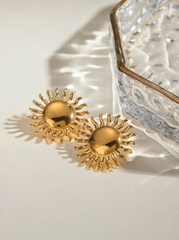18K Gold-Plated Stainless Steel Sun Stud Earrings - Elegant Jewelry for Everyday Wear - Store 42