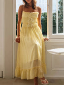 Devine Frill Ruffled Hem Midi Cami Dress Yellow