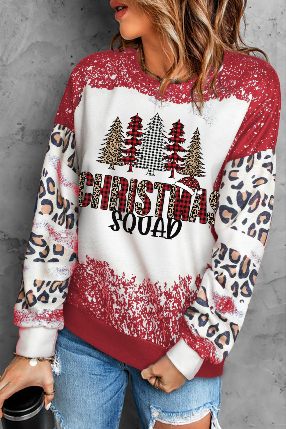 Cozy Christmas Tree Graphic Sweatshirt - Opaque, Slightly Stretchy, 95% Polyester Blend