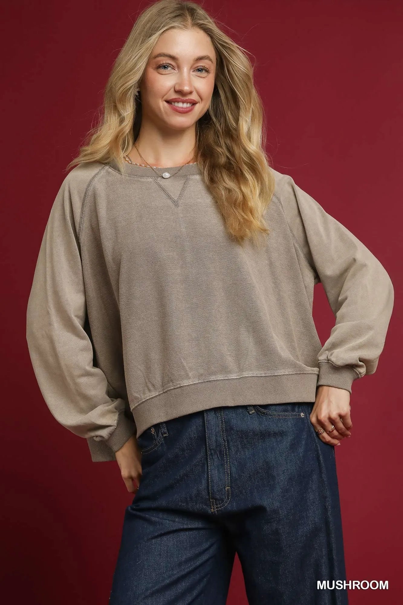 Trendy Oversized Mineral Wash French Terry Sweatshirt - Soft & Chic Casual Essential