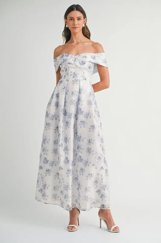 MABLE Off-Shoulder Floral Print Maxi Dress - Chic Summer Style for Beach & Brunch