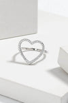 925 Sterling Silver Heart Ring with Inlaid Zircon, 18K Gold-Plated, Box Included - Store 42