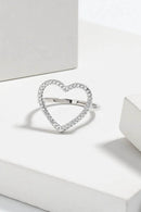 925 Sterling Silver Heart Ring with Inlaid Zircon, 18K Gold-Plated, Box Included - Store 42