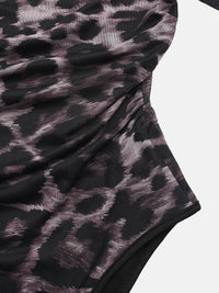 Leopard Print One Shoulder Long Sleeve Bodysuit - Store 42