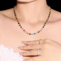 18K Gold-Plated Zircon Necklace Multi One Size
