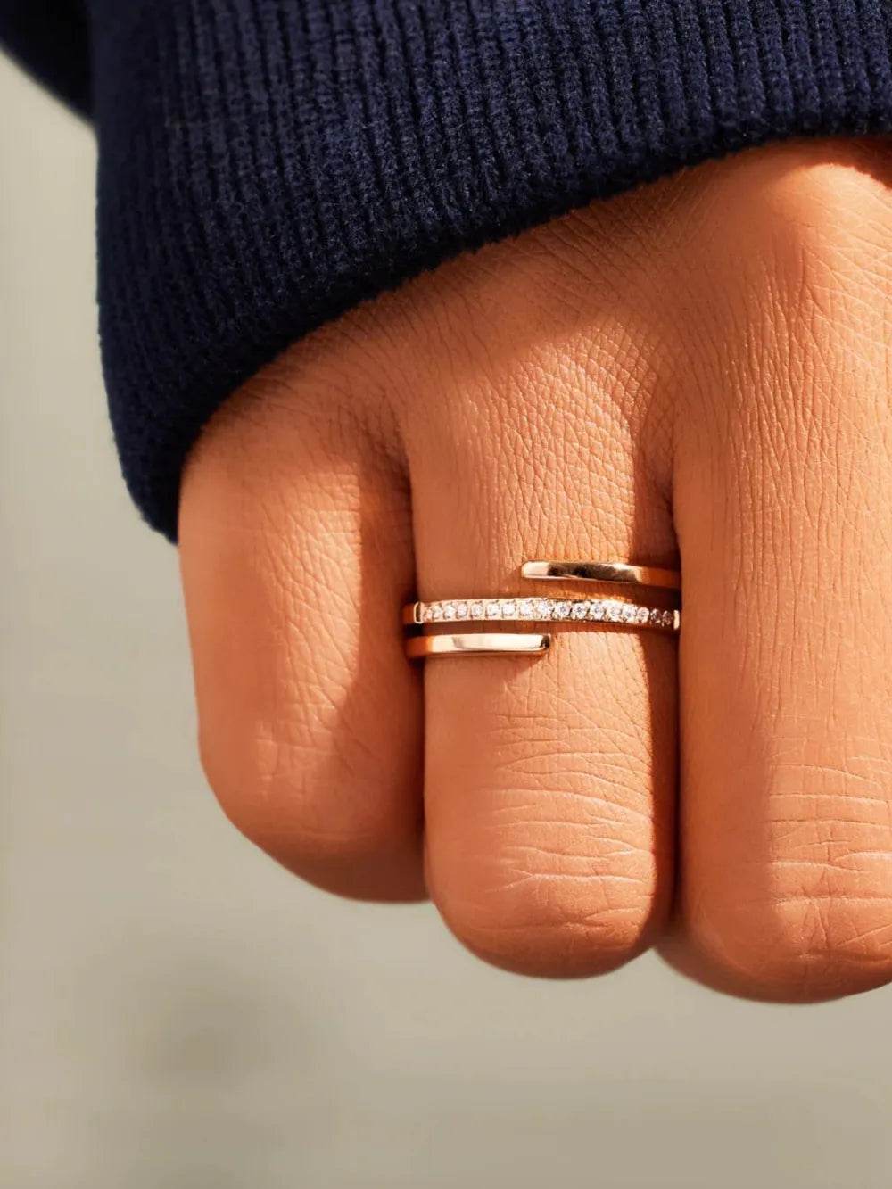 18K Gold-Plated 925 Sterling Silver Inlaid Zircon Ring with Elegant Design – Exquisite Jewelry Gift - Store 42