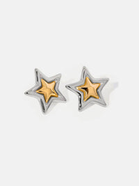 Elegant 18K Gold-Plated Stainless Steel Star Stud Earrings - Lightweight, Durable Design - Store 42