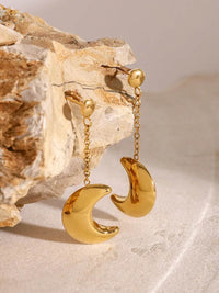 Elegant 18K Gold-Plated Stainless Steel Moon Dangle Earrings - Perfect for Any Occasion - Store 42