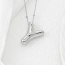 Elegant Copper Bubble Letter Pendant Necklace - Platinum-Plated, 17.7 in Chain Length - Store 42