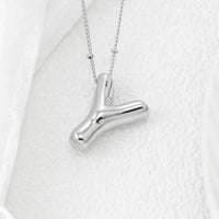 Elegant Copper Bubble Letter Pendant Necklace - Platinum-Plated, 17.7 in Chain Length - Store 42