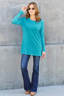 Basic Bae Women's Full Size Round Neck Long Sleeve Top with Pockets and Moderate Stretch - Store 42