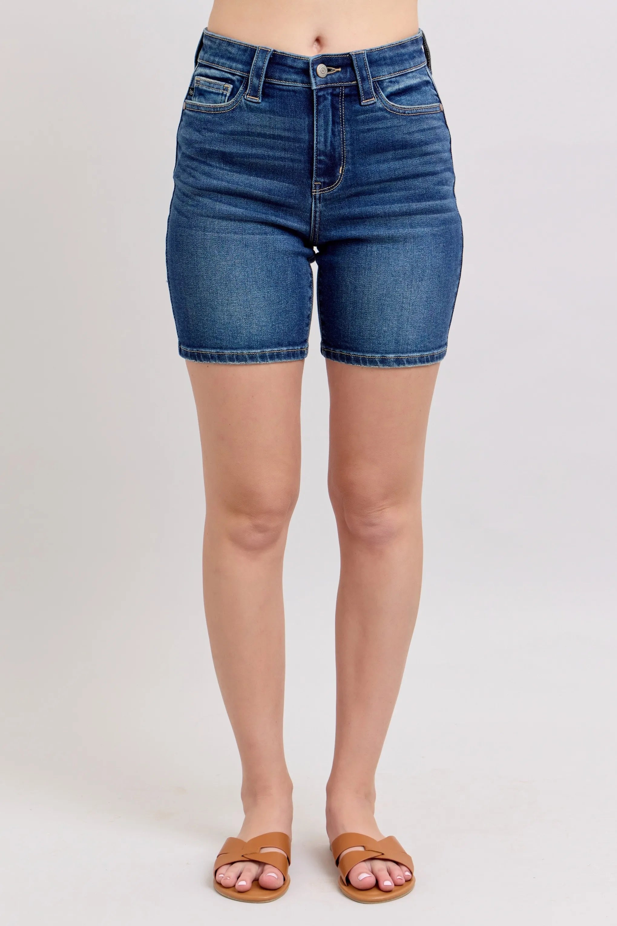 Judy Blue Full Size High Waist Bermudas Jeans W/ Back Flap Pockets Plus Size