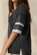 Trendy Contrast Round Neck Half Sleeve T-Shirt - Soft 100% Cotton with Seam Detail - Store 42