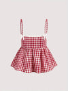 Gingham Check Peplum Cami Top Red Plaid