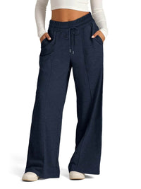 Full Size Drawstring Relaxed Fit Wide Leg Pants Plus Size - Store 42