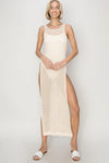 HYFVE Crochet Backless Cover Up Dress Beige