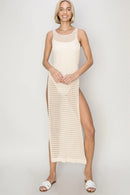 HYFVE Crochet Backless Cover Up Dress Beige
