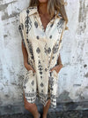 Full Size Printed Short Sleeve Button-Up Shirt Dress Plus Size - Store 42