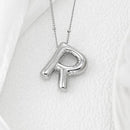 Elegant Copper Bubble Letter Pendant Necklace - Platinum-Plated, 17.7 in Chain Length - Store 42