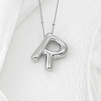 Elegant Copper Bubble Letter Pendant Necklace - Platinum-Plated, 17.7 in Chain Length - Store 42