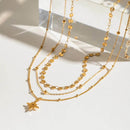 18K Gold-Plated Layered Necklace with Celestial Star Pendants for Elegant Styling - Store 42