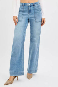 RISEN Full Size High Rise Straight Leg Jeans with Front Pockets Plus Size - Store 42