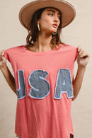 BiBi Washed Jersey With Usa Patched Raw Cut Edge Detail - Store 42