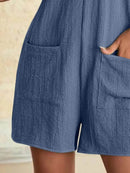 Full Size Knot Strap Romper with Pockets Plus Size - Store 42