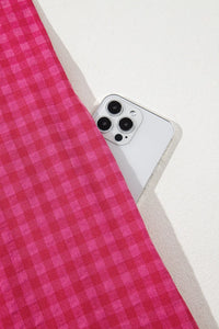 SYNZ Gingham Check Bubble Sleeve Ruffled Maxi Dress