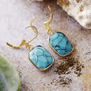 18K Gold-Plated Copper Dangle Earrings with Natural Stone - Elegant Boho Jewelry - Store 42