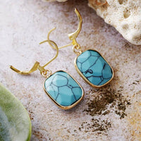 18K Gold-Plated Copper Dangle Earrings with Natural Stone - Elegant Boho Jewelry - Store 42