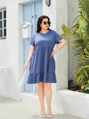 Trendy Plus Size Ruffled Short Sleeve Dress - Opaque, Stretchy Fabric, Comfortable Fit - Store 42