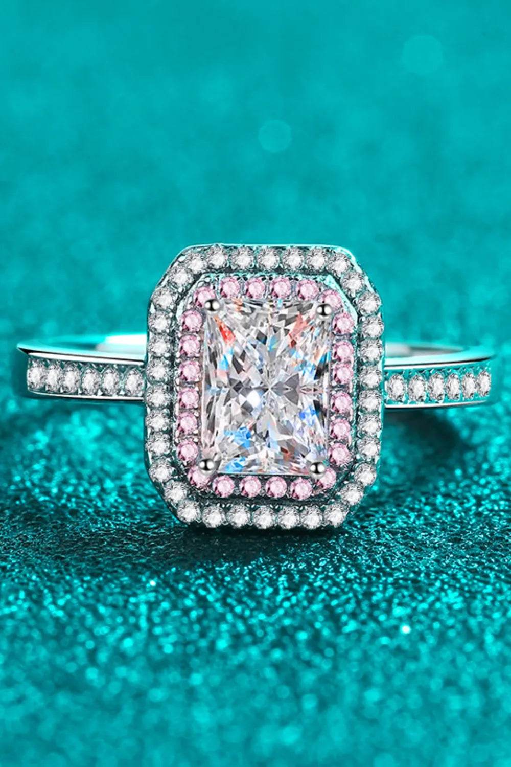 1 Carat Moissanite Ring in 925 Sterling Silver with Platinum-Plating, Gift Box Included