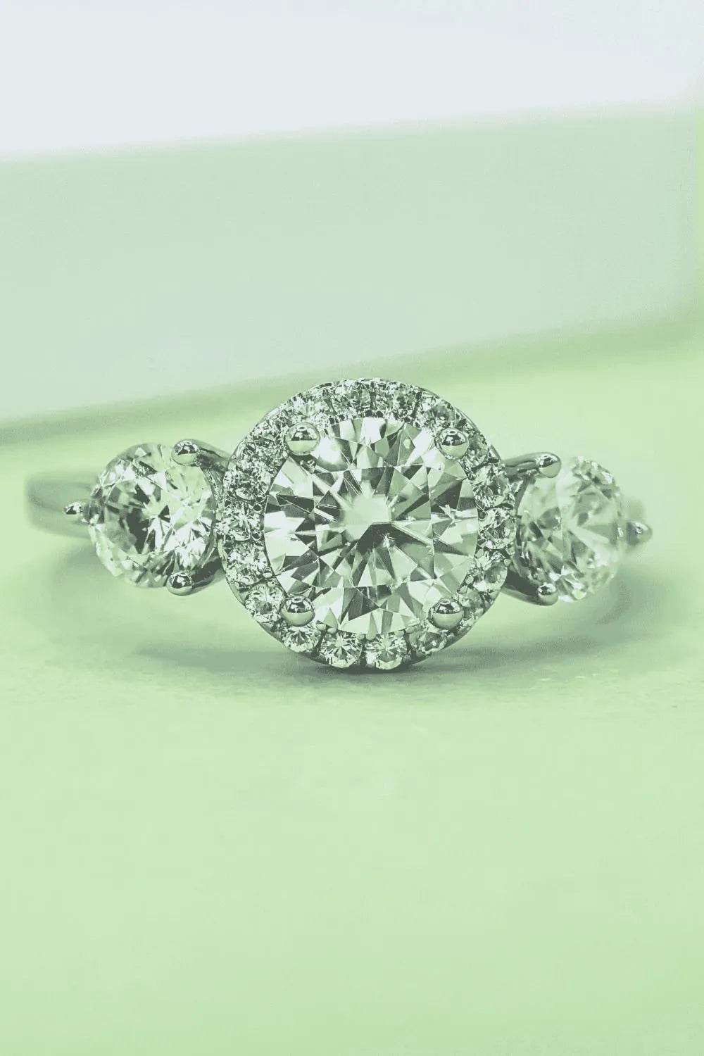1 Carat Moissanite Ring in 925 Sterling Silver with Platinum-Plated Finish & Gift Box