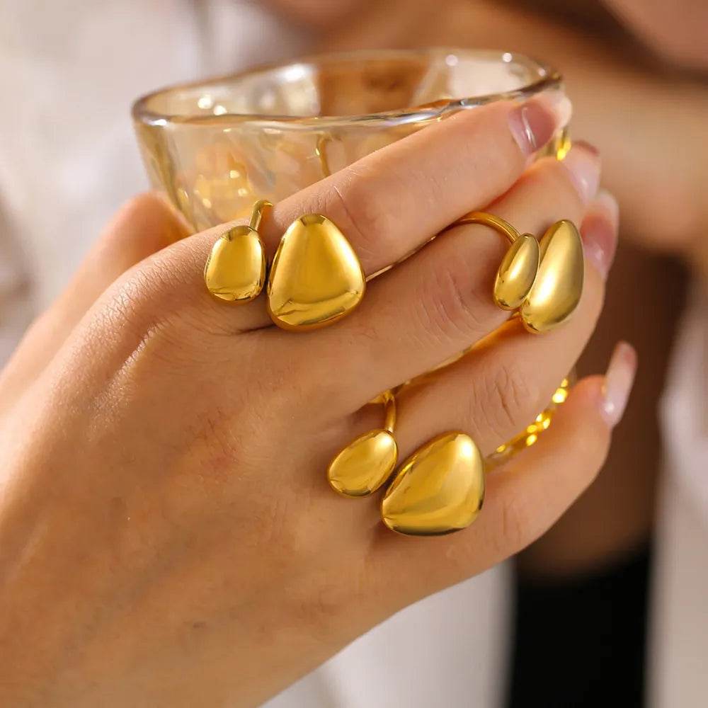 Elegant 18K Gold-Plated Irregular Bypass Ring for Unique Style and Durability
