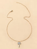 Zircon Palm Tree Pendant Necklace