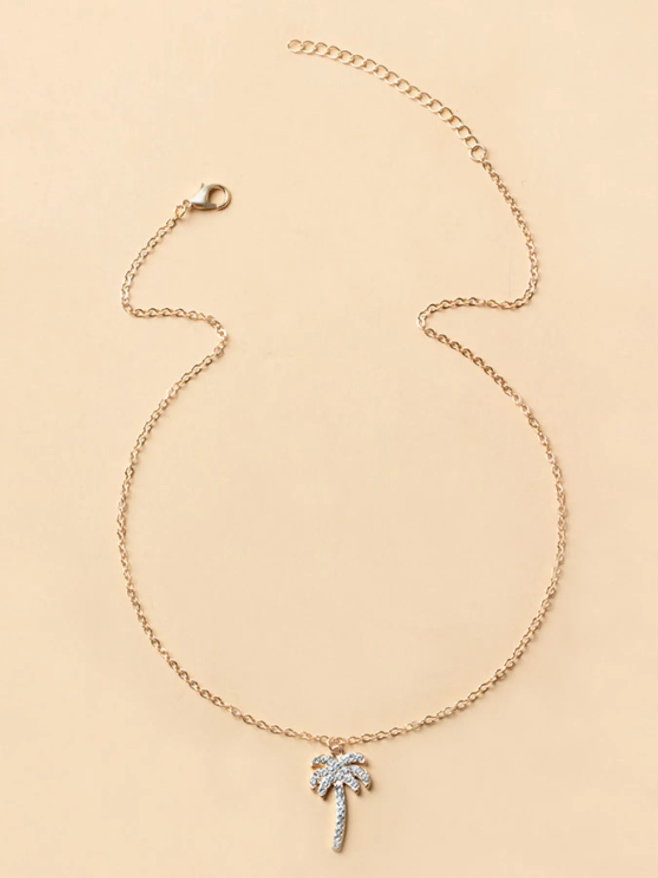 Zircon Palm Tree Pendant Necklace