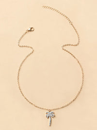 Zircon Palm Tree Pendant Necklace