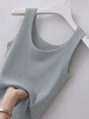 Plus Size Ribbed Knit Scoop Neck Tank Top Light Gray