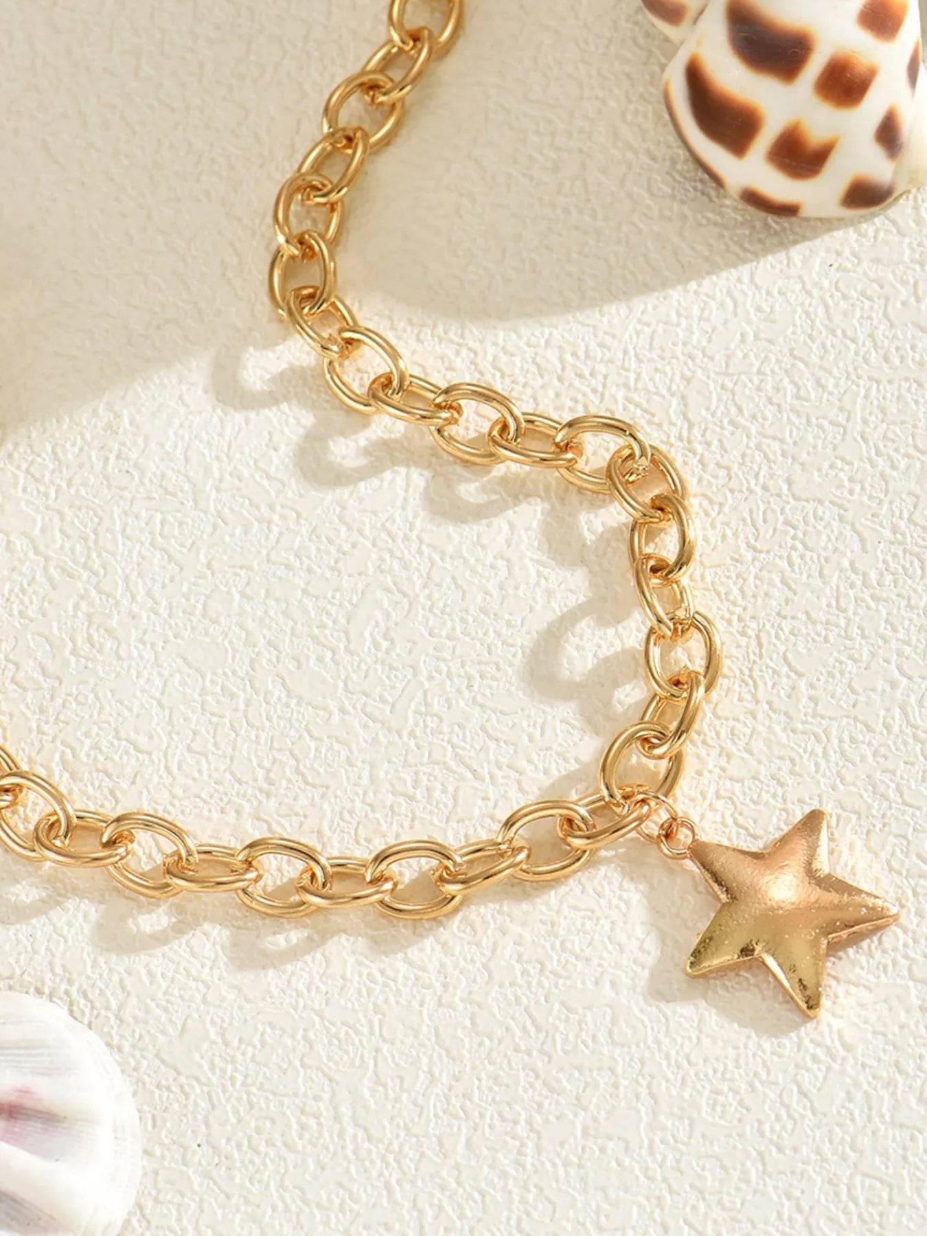 18K Gold-Plated Star Pendant Necklace with 16.5 Inch Chain - Trendy and Elegant Jewelry Accessory - Store 42