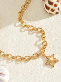 18K Gold-Plated Star Pendant Necklace with 16.5 Inch Chain - Trendy and Elegant Jewelry Accessory - Store 42