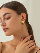 18K Gold-Plated Stainless Steel Sun Stud Earrings - Elegant Jewelry for Everyday Wear - Store 42