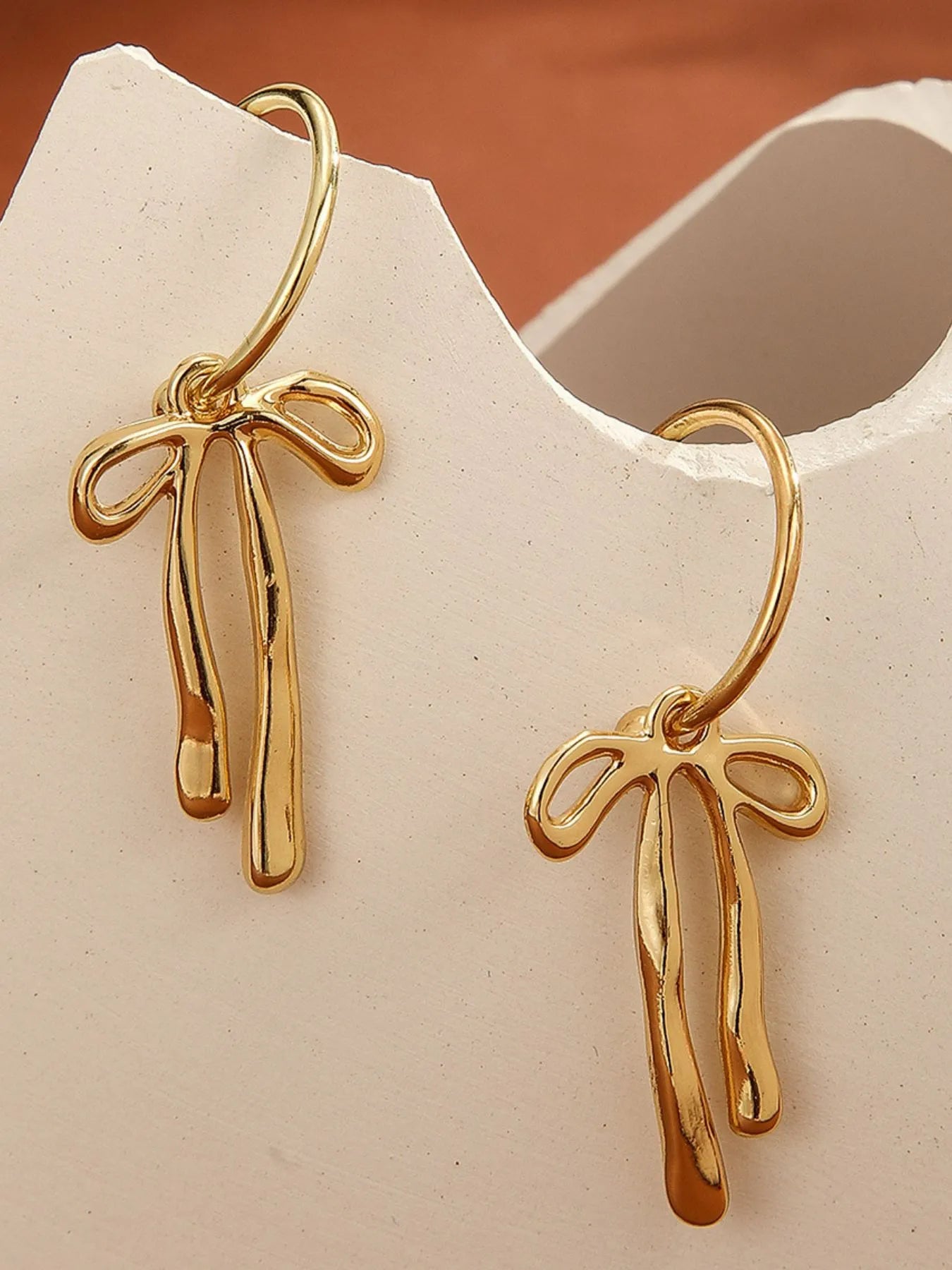 18K Gold-Plated Bow Tie Drop Earrings