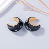 Alloy Drip Oil C-Hoop Earrings Black One Size