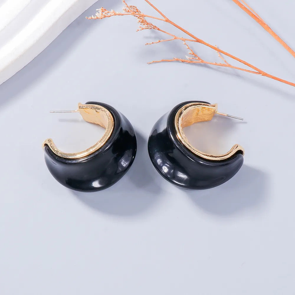 Stunning Alloy Drip Oil C-Hoop Earrings - Lightweight & Unique Design - 1.3 In Length