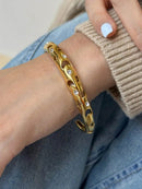 Elegant 18K Gold-Plated Stainless Steel Rhinestone Cutout Bracelet for Stylish Accessory - Store 42