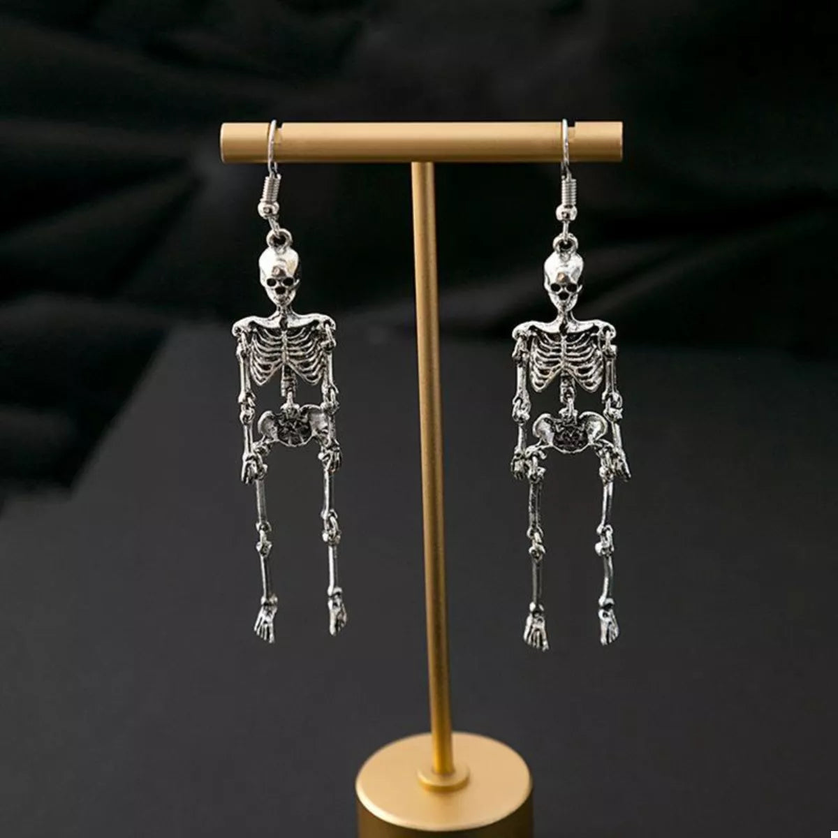 Spooky Halloween Skeleton Dangle Earrings in Zinc Alloy and Stainless Steel
