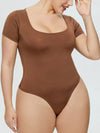 Full Size Square Neck Short Sleeve Bodysuit - Store 42