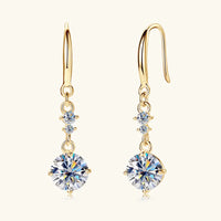 2 Carat Moissanite 925 Sterling Silver Earrings Gold One Size